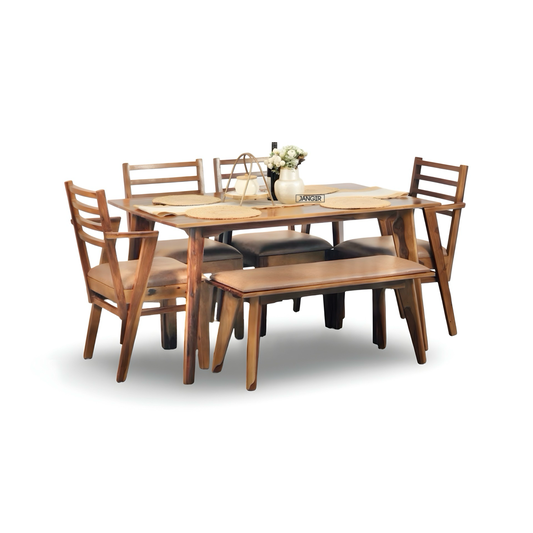Enhance your dining room with the durable Suarez Sheesham Wood Dining Set. Buy now for style & comfort wooden dining table set near you in Bangalore