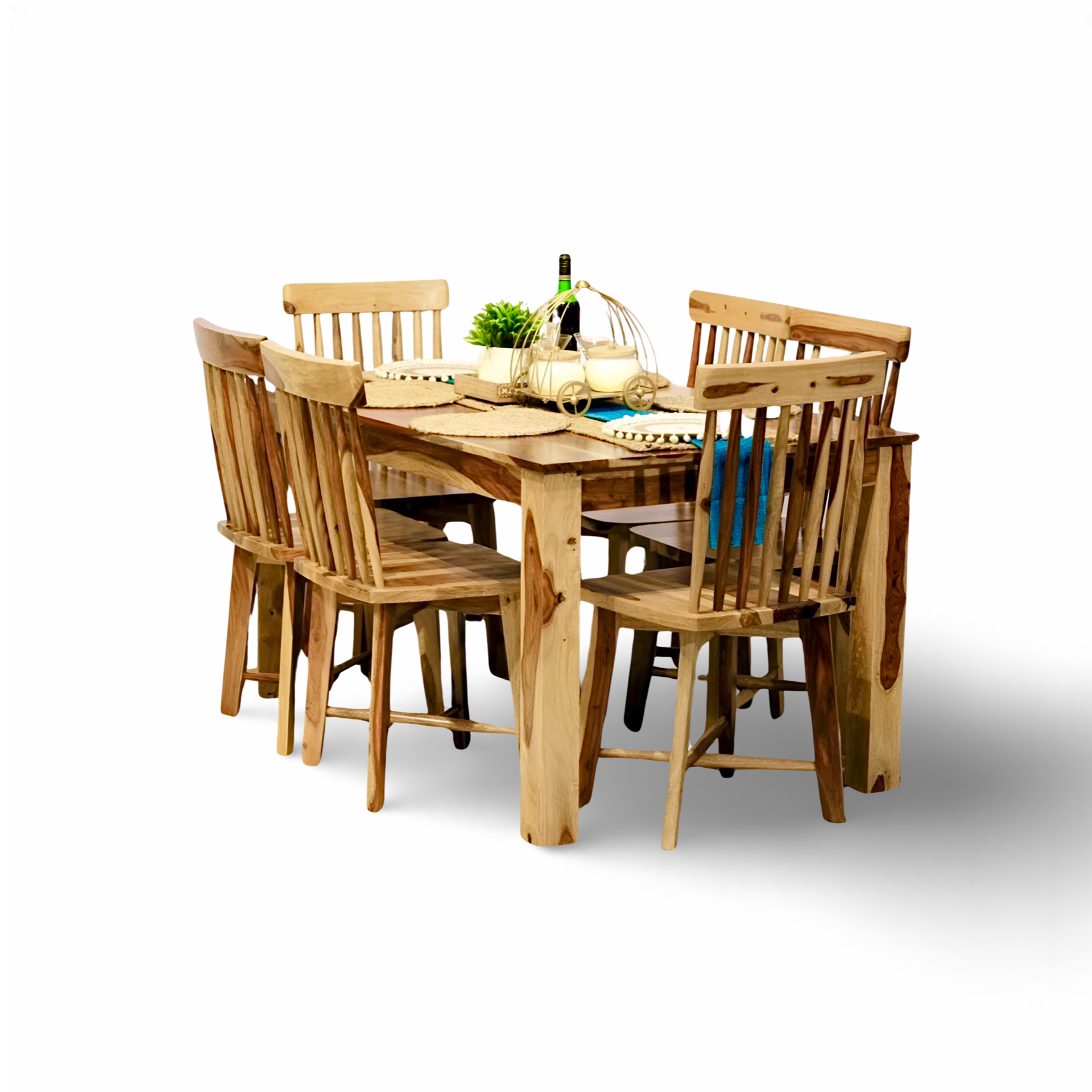 Transform Your dining room with Farmhouse Dining Table Set, made from Sheesham Wood. Add a Elegance Touch to Your Home with four and six seater dining set. Shop near you in Bangalore