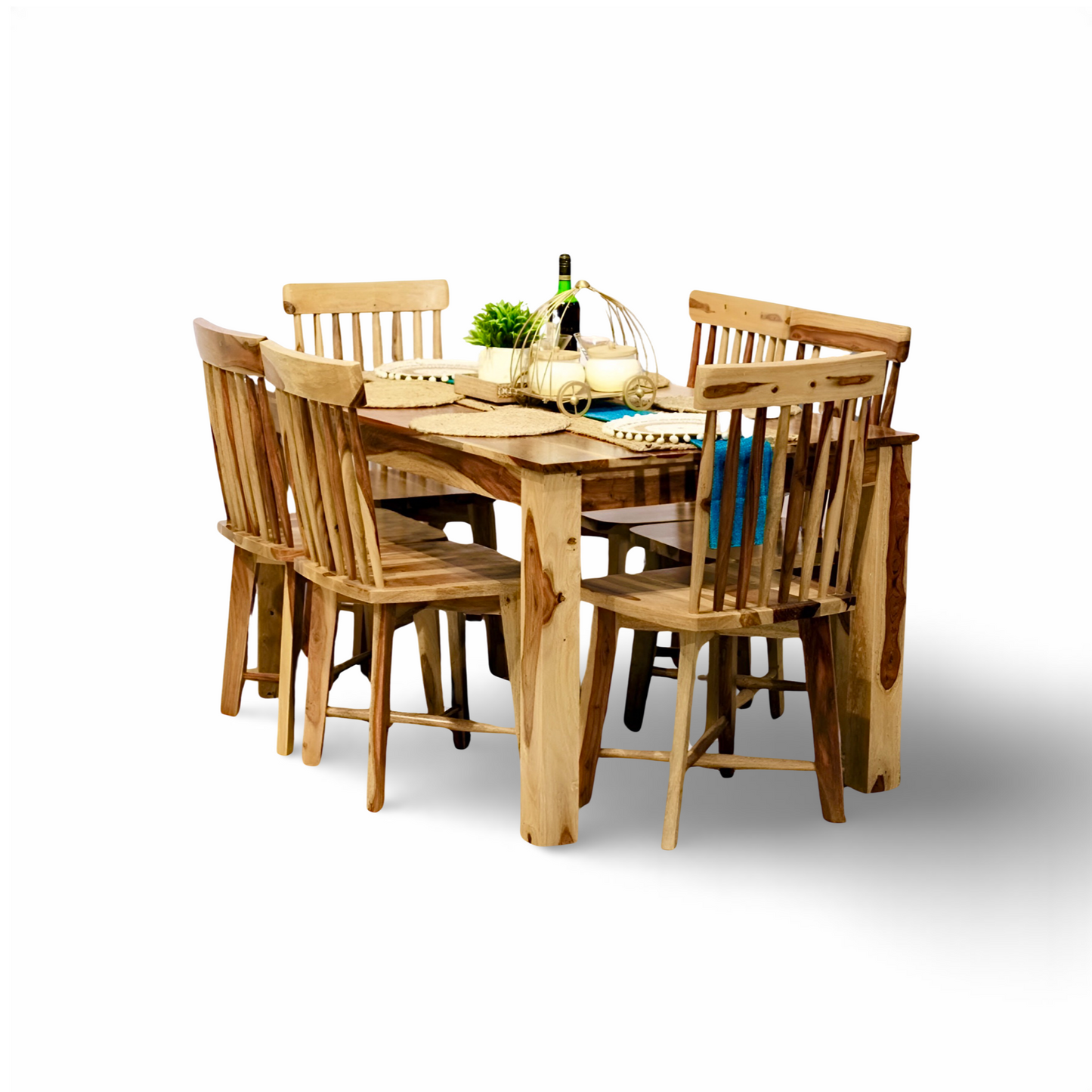 Transform Your dining room with Farmhouse Dining Table Set, made from Sheesham Wood. Buy four and six seater dining set near you in Bangalore