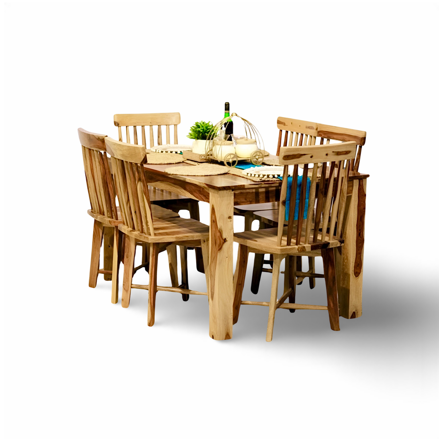 Transform Your Space with a Classic Farmhouse Style Dining Table Set Made from solid Sheesham Wood. Ideal for Both Six and Four Seaters, Add a Elegance Touch to Your Home. Shop near you in Bangalore