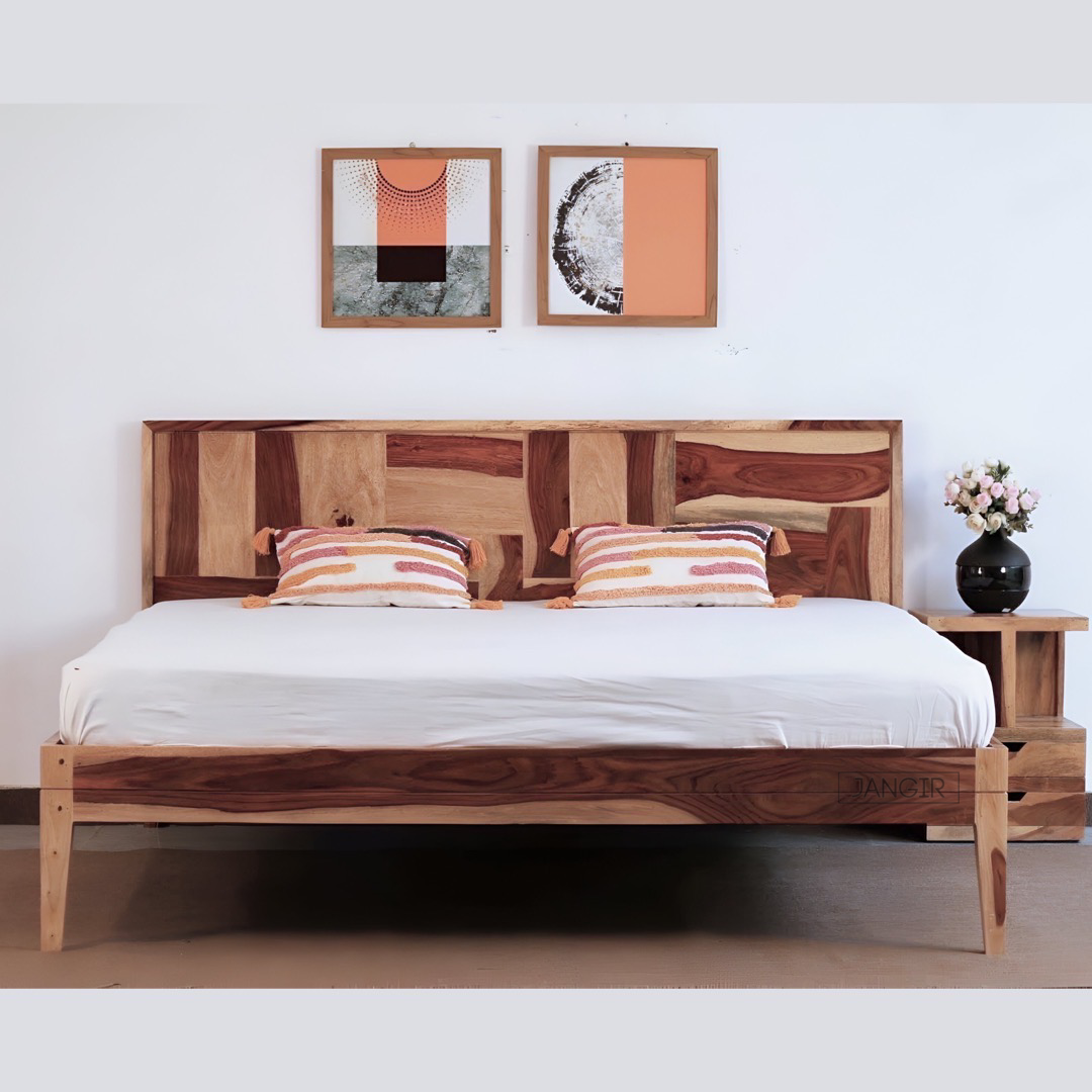 Elevate your bedroom with our modern style solid wood Beds, made with sheesham Wood. Shop King and queen size options that boast durability and timeless elegance online or near you in Bangalore today