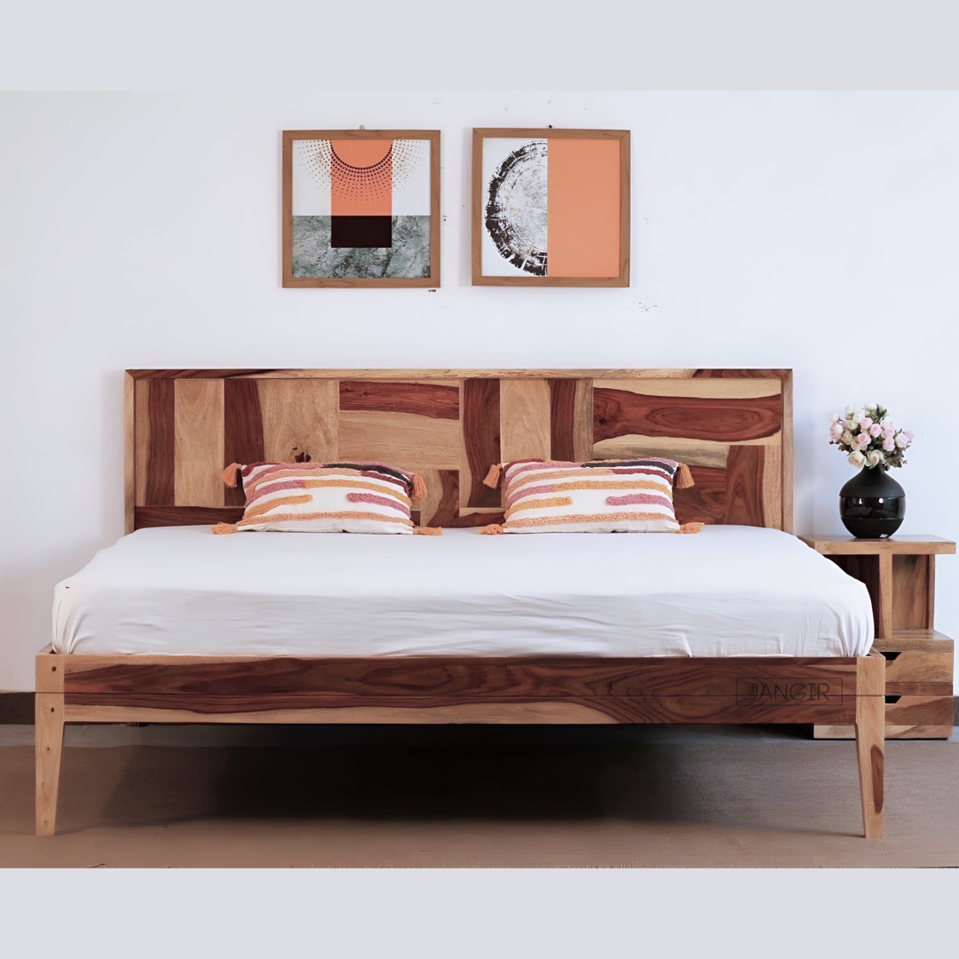 Elevate your bedroom with our modern Hilton Solid Wood Bed, made with sheesham Wood. Shop King and queen size options with durability and timeless elegance near you in Bangalore today !