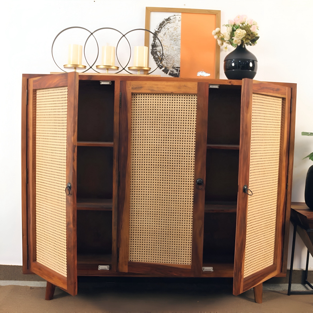 Elevate your living space with our designer and stylish cane cabinet, crafted from high-quality sheesham wood. This sideboard is Perfect for your living room, entryway or bedroom. Buy now !