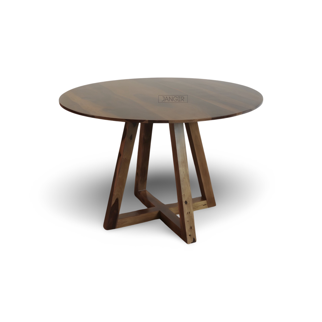 Upgrade your dining experience with Stear Round Dining Table Set, made from sheesham wood. Buy modern four seater round dining table near you in Bangalore !