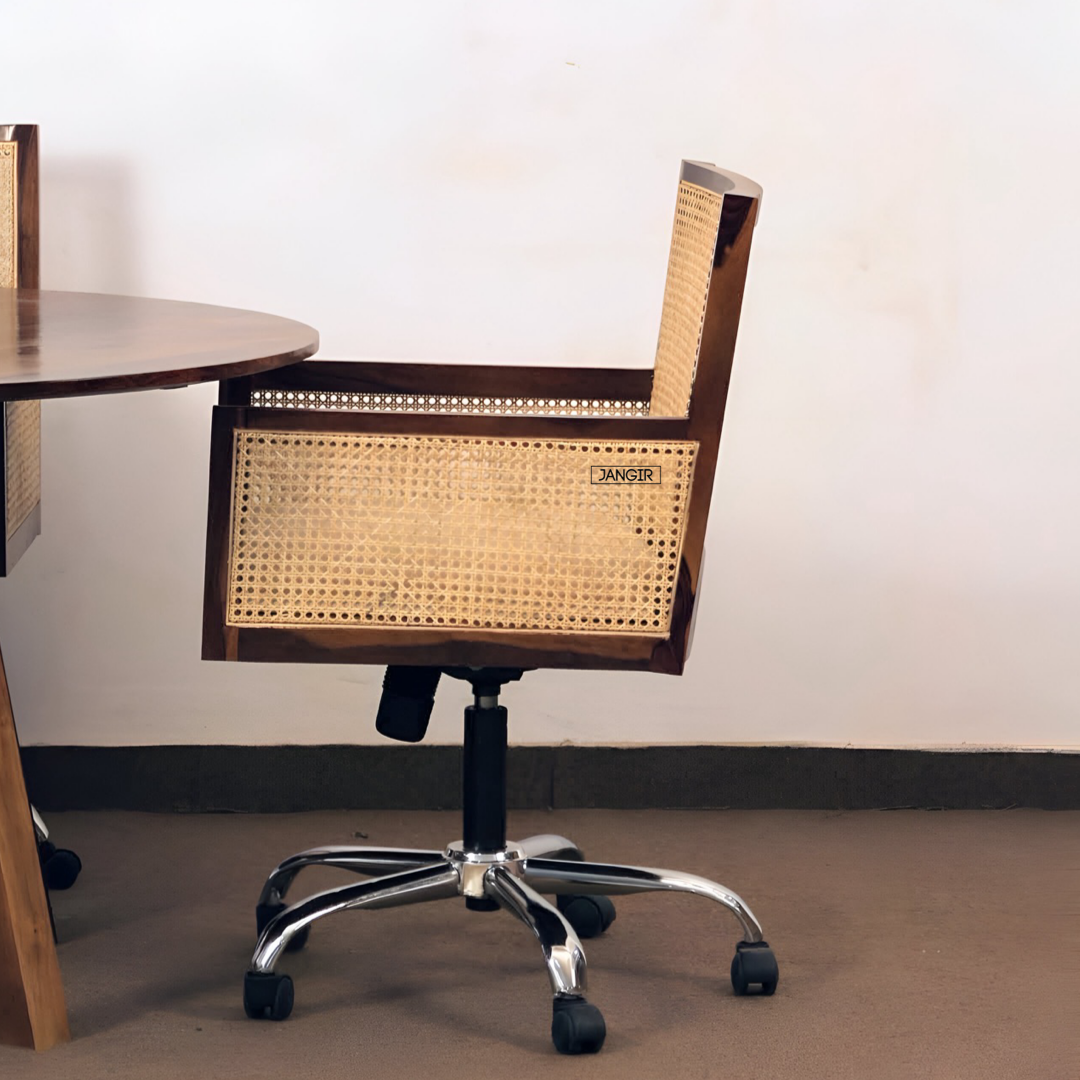 Enhance your workspace with our Cane Office Chair, made with sheesham wood and natural Cane. Buy designer wicker &rattan home office chair near you in Bangalore