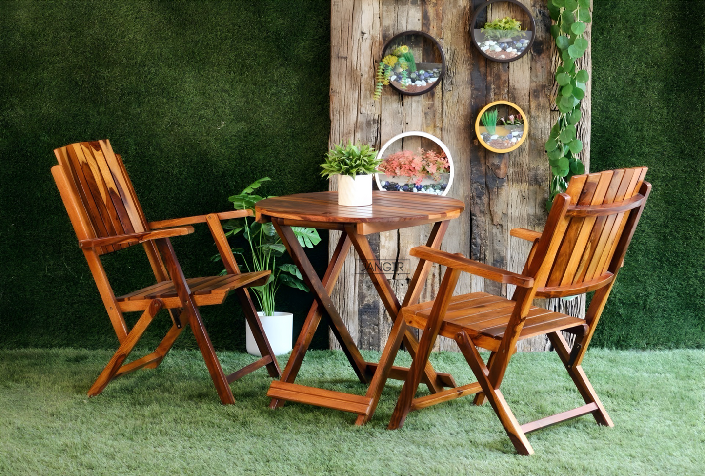 Elevate your outdoor space with our Chair Table Set, sheesham Wood made Folding designed to add style and functionality to any balcony or garden area. Buy online or in-store now!