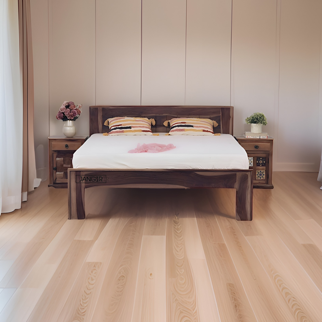 Elevate your bedroom with our affordable Sheesham Wood Arrow Budget Wooden Bed in Bangalore. Buy king and queen double beds for a perfect blend of elegance.