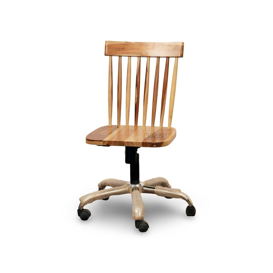 Upgrade your workspace with the Home Solid Wood Office Chair. Sheesham wood & metal base, modern revolving chair. Shop online or near you in Bangalore today!
