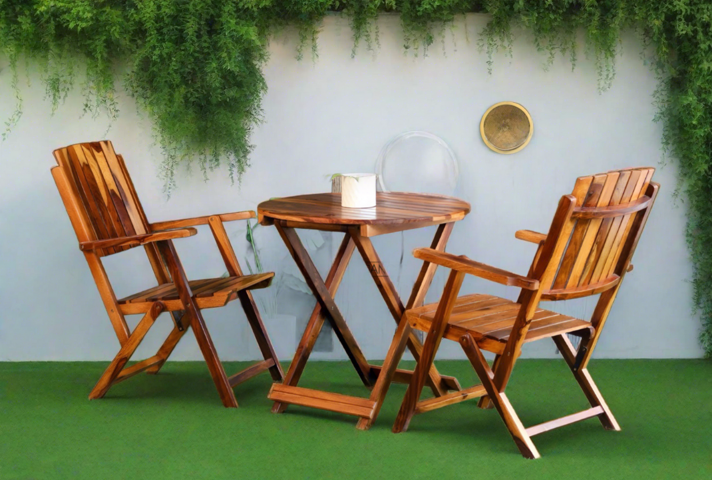 Elevate your outdoor space with our Chair Table Set, sheesham Wood made Folding designed to add style and functionality to any balcony or garden area. Buy online or in-store now!