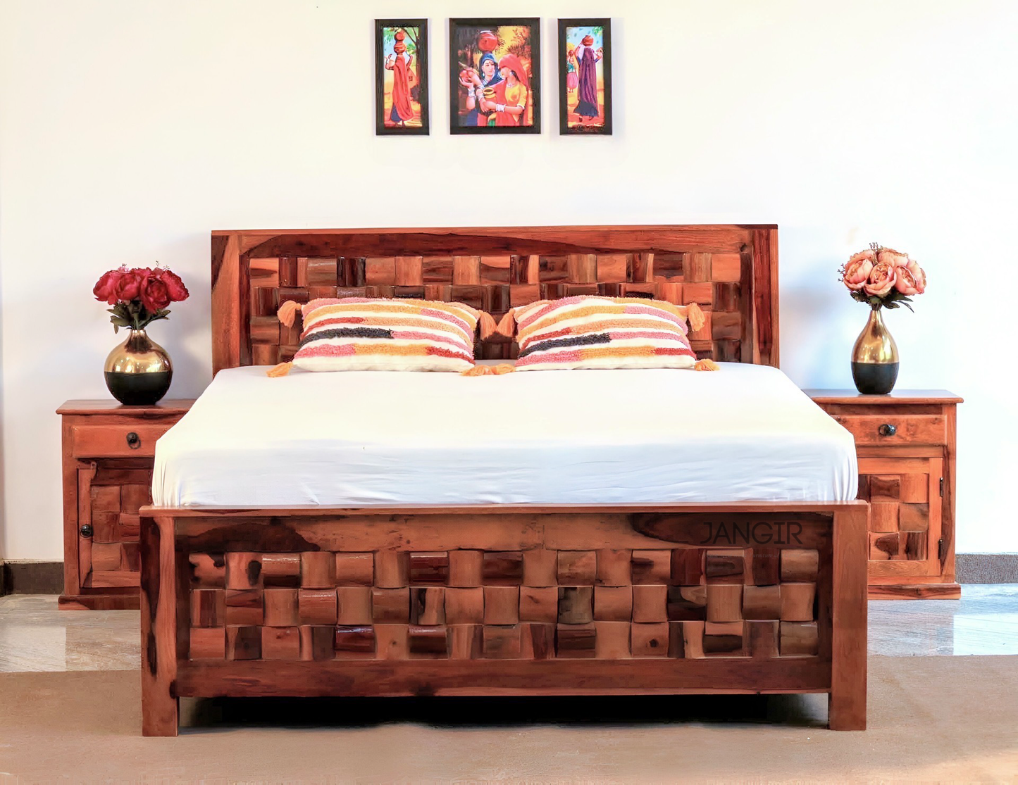 Upgrade your bedroom with our Niwar Solid Wood Storage Bed, crafted from sheesham wood. Shop King And Queen Size options of Wooden Double bed with Storage in bangalore today !