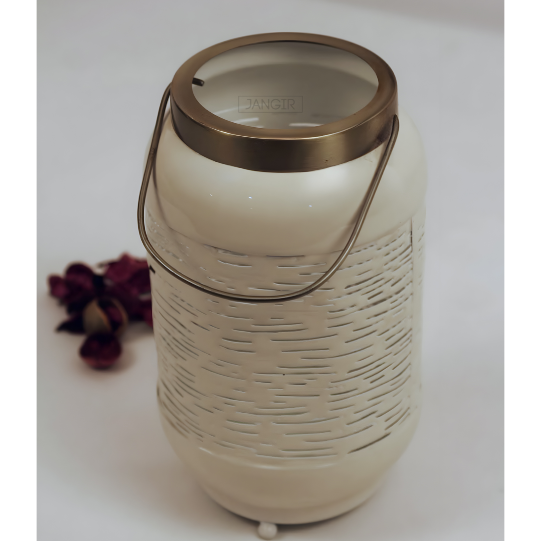 Pearl White Grill Candle Lantern