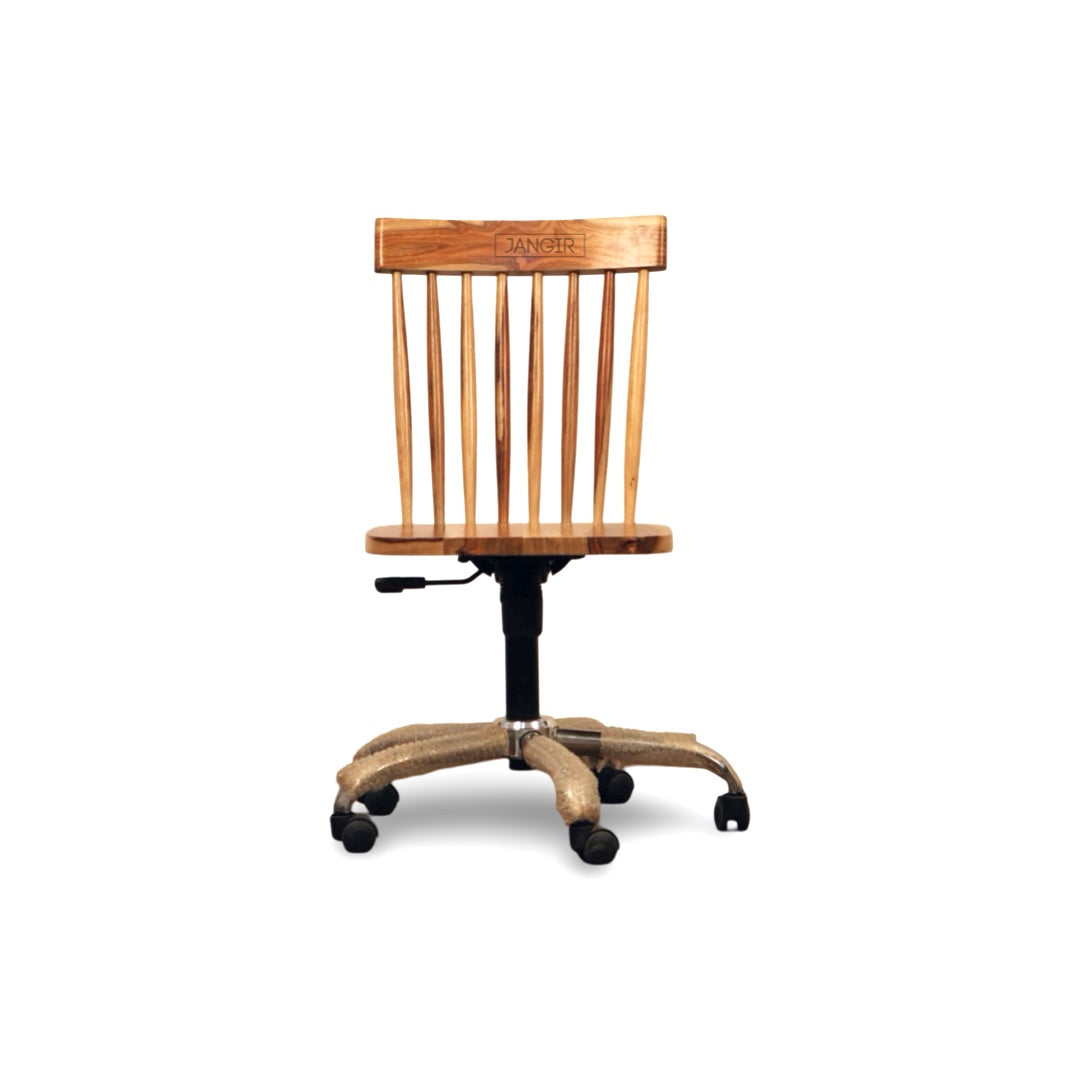 Upgrade your workspace with the Home Solid Wood Office Chair. Sheesham wood & metal base, modern revolving chair. Shop online or near you in Bangalore today!