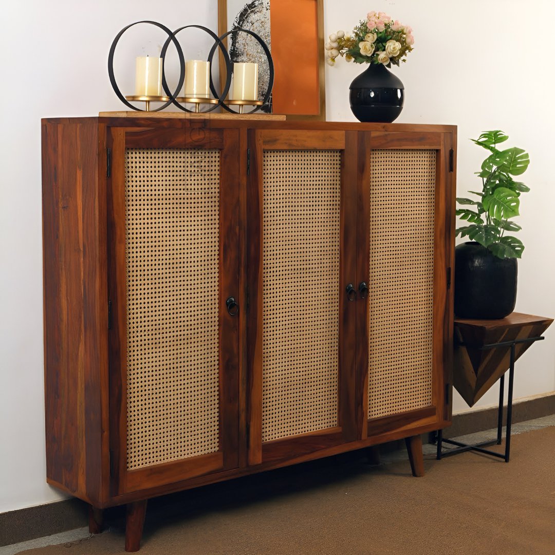 Elevate your living space with our designer and stylish cane cabinet, crafted from high-quality sheesham wood. This sideboard is Perfect for your living room, entryway or bedroom. Buy now !