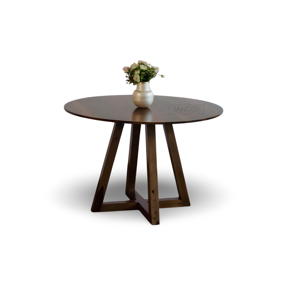 Upgrade your dining experience with Stear Round Dining Table Set, made from sheesham wood. Buy modern four seater round dining table near you in Bangalore !