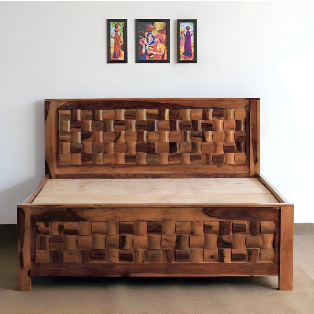 Upgrade your bedroom with our Niwar Solid Wood Storage Bed, crafted from sheesham wood. Shop King And Queen Size options of Wooden Double bed with Storage in bangalore today !