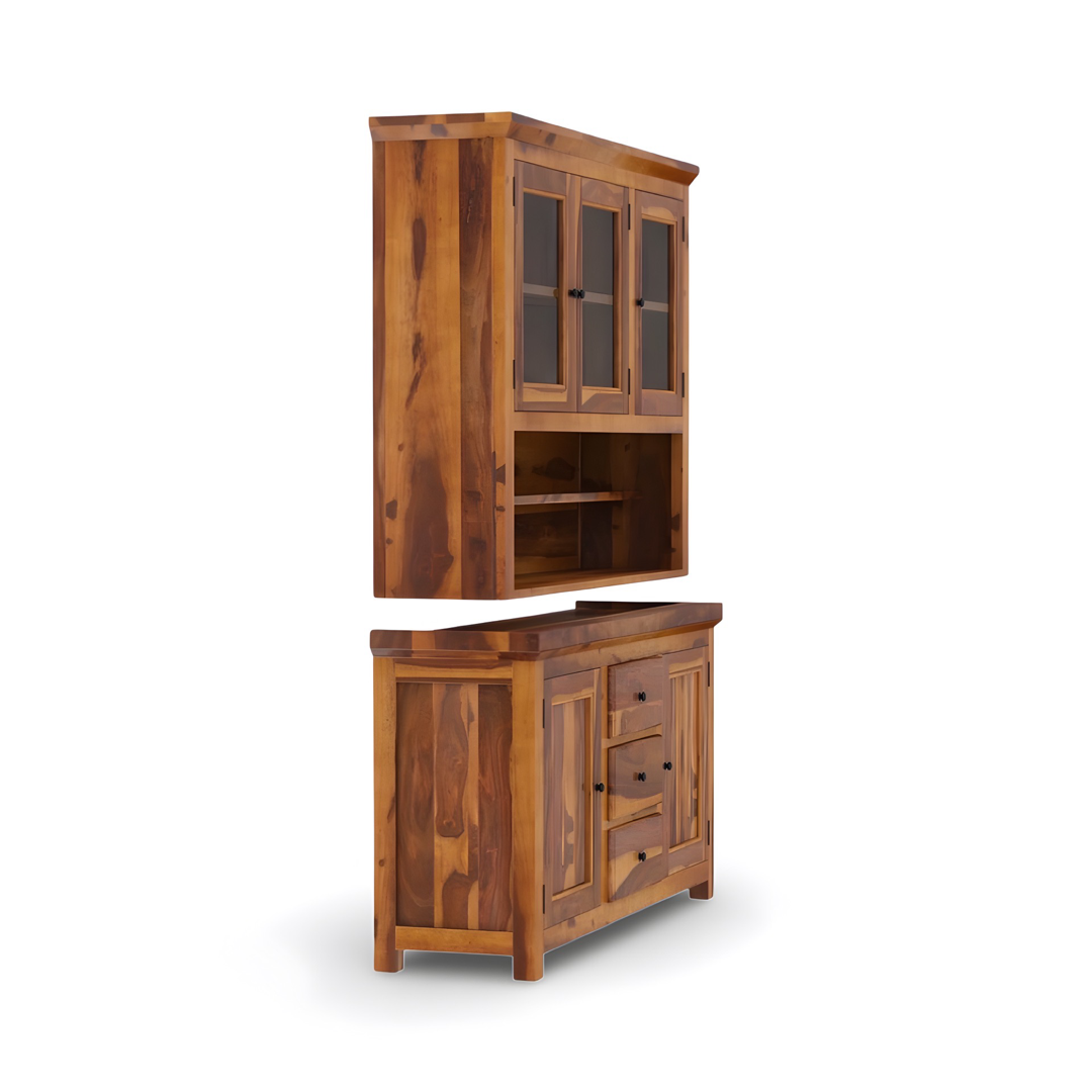 Elevate your dining room with our exquisite crockery unit made from sheesham wood.  Display you china collection, ample storage for cutlery and essentials. Transform your dining experience now.