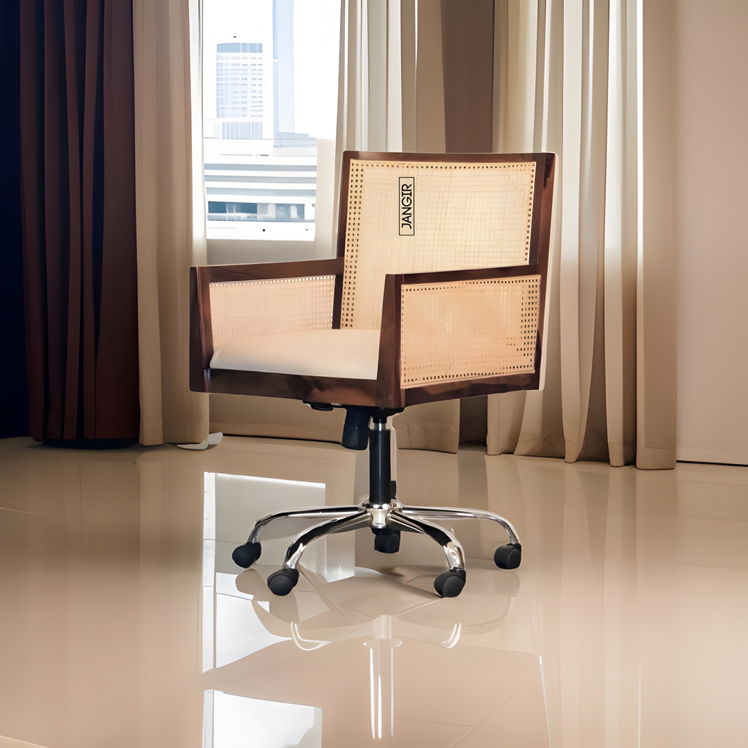 Enhance your workspace with our Cane Office Chair, made with sheesham wood and natural Cane. Buy designer wicker &rattan home office chair near you in Bangalore