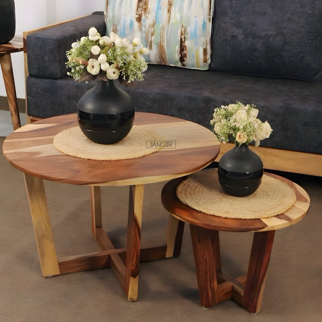 Elevate your living room with our Nest Coffee Table Set, made from Sheesham wood. Buy stylish & modern center Table online or near you in Bangalore.