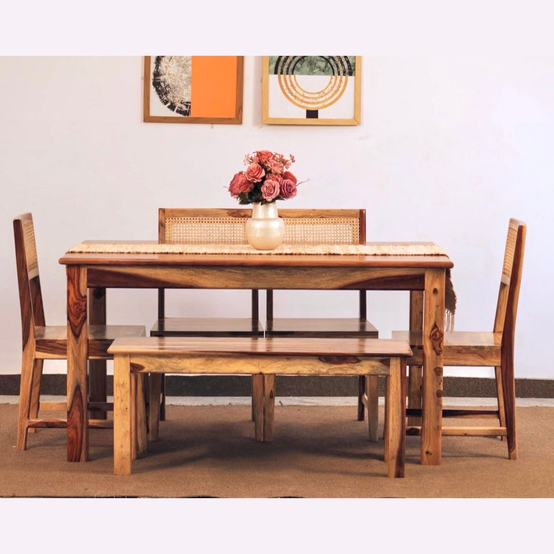 Elevate your dining experience with our Customised Dining Table Set, crafted from premium Sheesham wood. Custom made dining table near you in Bangalore