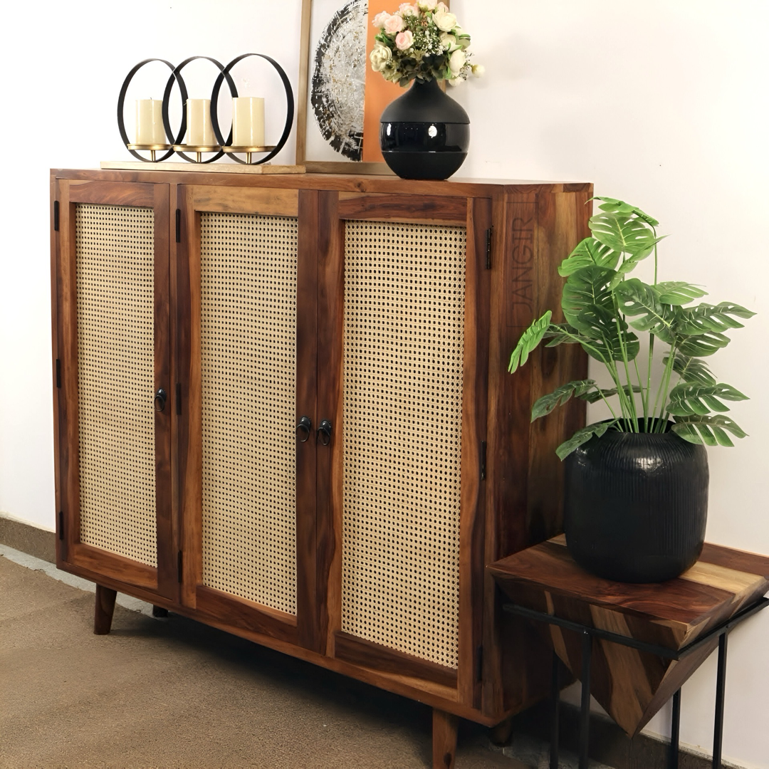 Elevate your living space with our designer and stylish cane cabinet, crafted from high-quality sheesham wood. This sideboard is Perfect for your living room, entryway or bedroom. Buy now !