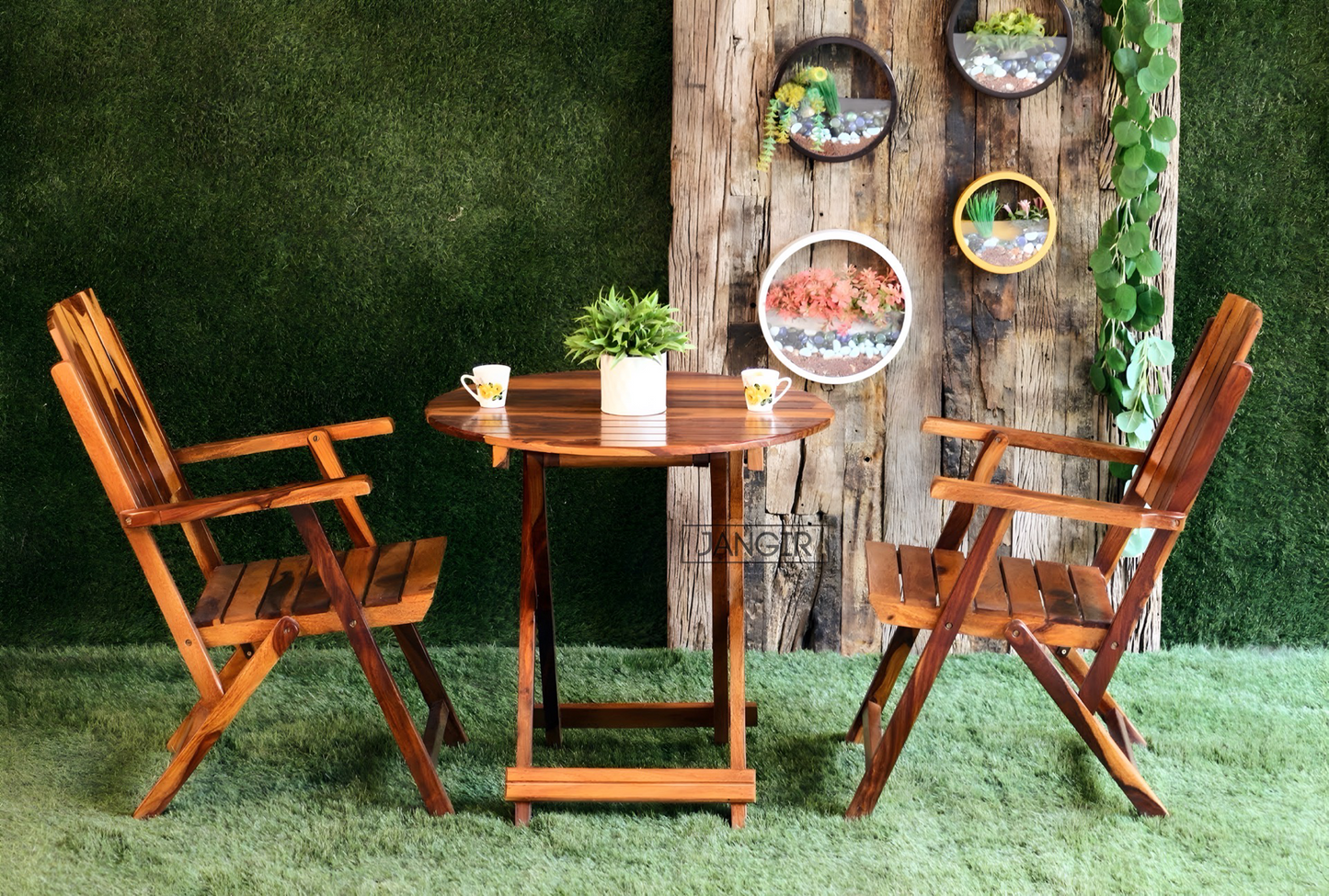 Elevate your outdoor space with our Chair Table Set, sheesham Wood made Folding designed to add style and functionality to any balcony or garden area. Buy online or in-store now!