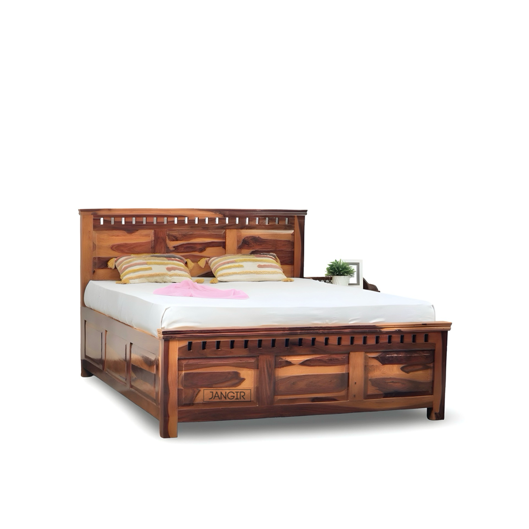 Upgrade your bedroom with our Solid wood kuber storage bed, made from sheesham wood. Shop Stylish king and queen size double beds near you in Bangalore !