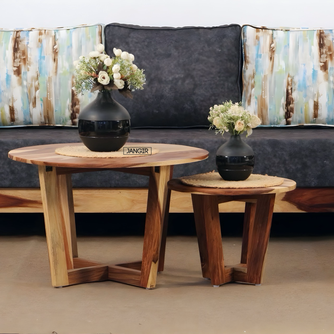 Elevate your living room with our Nest Coffee Table Set, made from Sheesham wood. Buy stylish & modern center Table online or near you in Bangalore.
