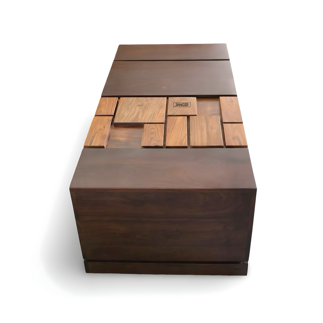Discover our elegant Sheesham wood unique modern style coffee table with ample storage. Buy modern and stylish wooden coffee table near you in Bangalore