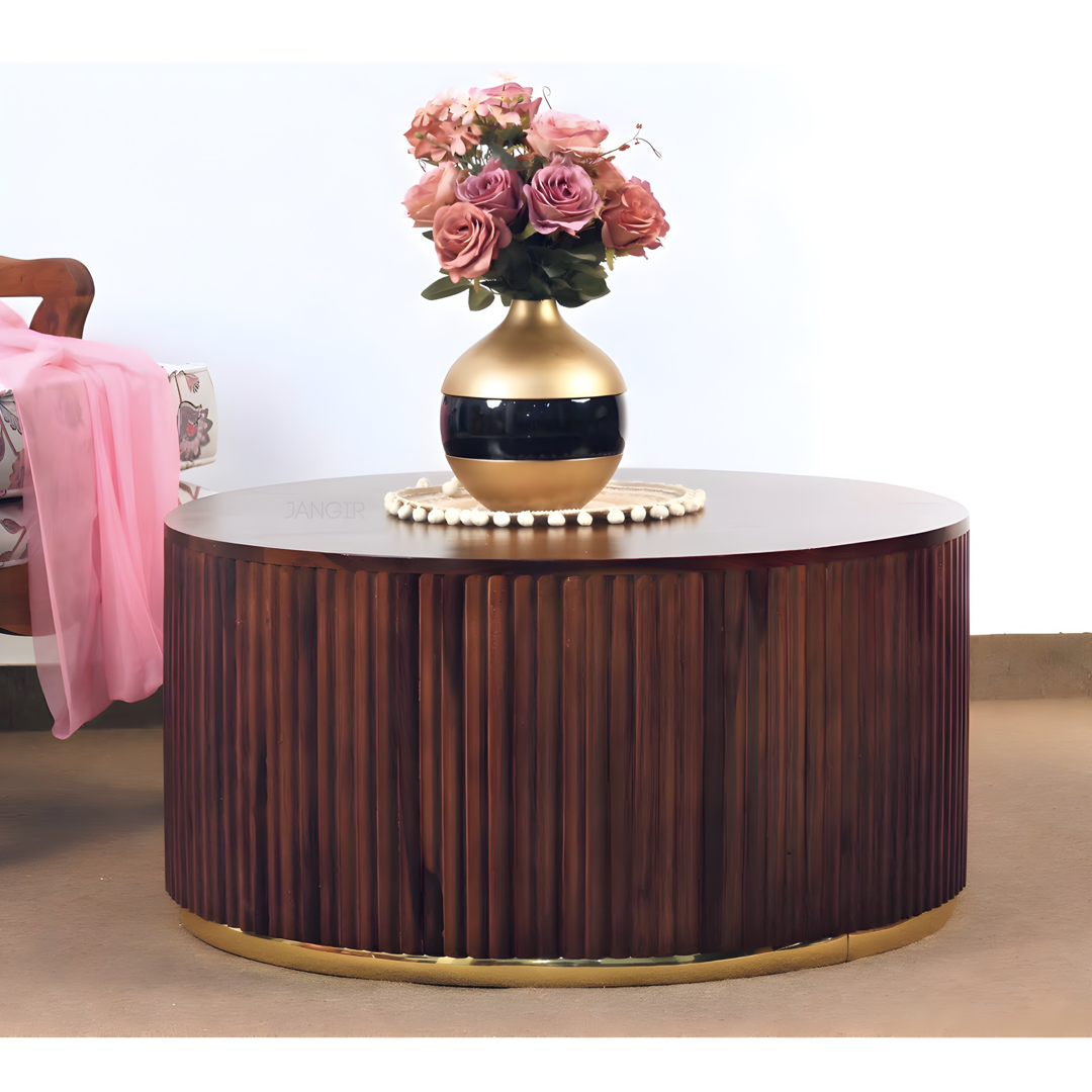 Discover the perfect addition to your home decor - a sleek and modern round coffee table crafted from sheesham wood. Make a statement in living room with this center table, designed to impress.