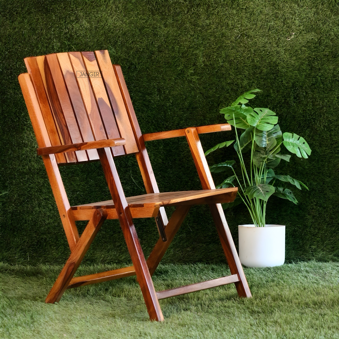Elevate your outdoor space with our sheesham wood Terrace Outdoor Chair Table Set. Buy folding designed chair table set for your balcony near you in Bangalore!