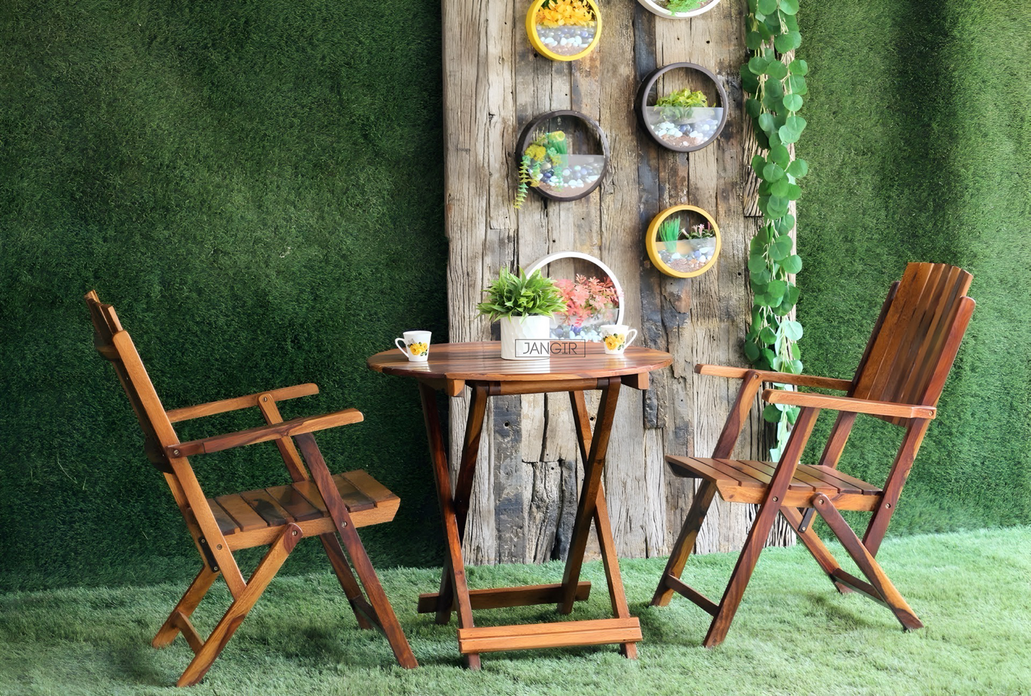 Elevate your outdoor space with our Chair Table Set, sheesham Wood made Folding designed to add style and functionality to any balcony or garden area. Buy online or in-store now!