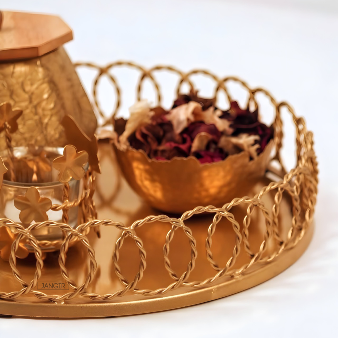Golden Wire Glass Tray