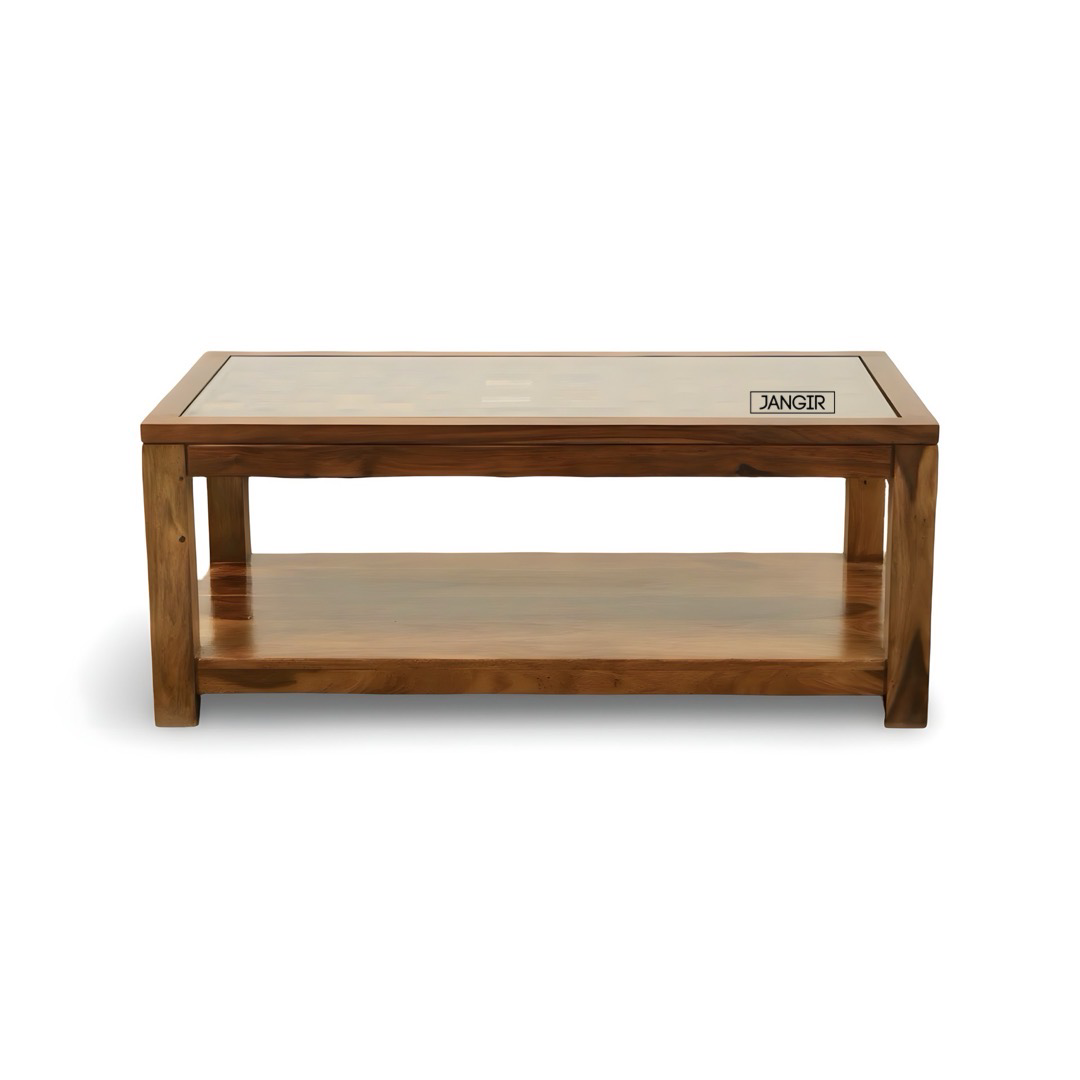 Discover the Niwar Tiles Coffee Table crafted from solid sheesham wood. Shop Traditional Wooden Coffee Table near you in Bangalore!