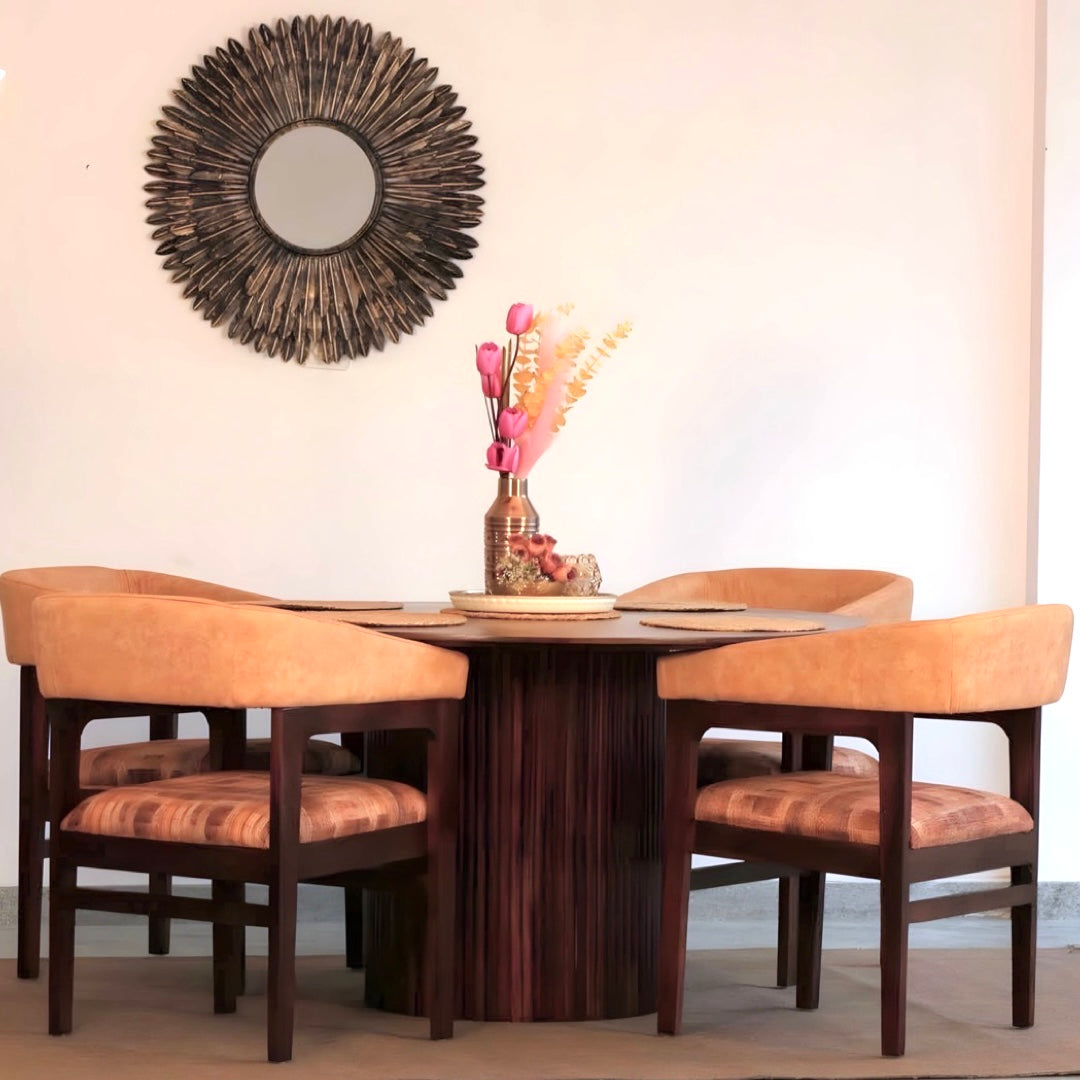 Elevate your dining experience with our Customised Dining Table Set, crafted from premium Sheesham wood. Custom made dining table near you in Bangalore