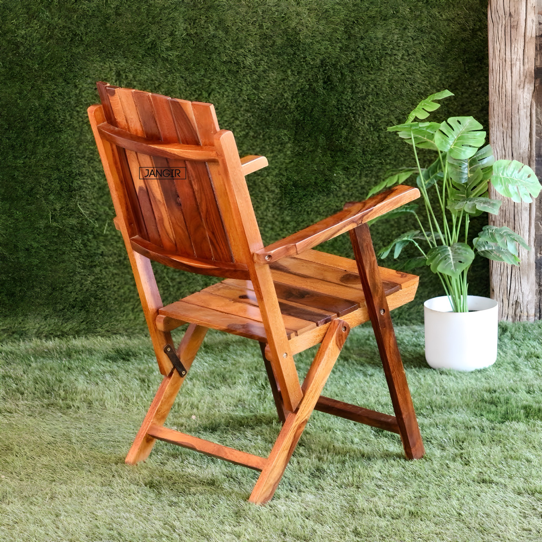 Elevate your outdoor space with our sheesham wood Terrace Outdoor Chair Table Set. Buy folding designed chair table set for your balcony near you in Bangalore!