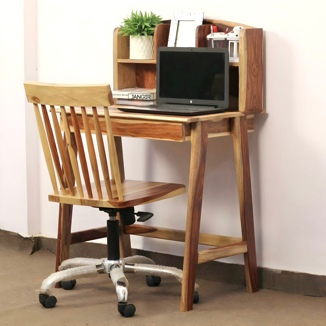 Upgrade your workspace with the Home Solid Wood Office Chair. Sheesham wood & metal base, modern revolving chair. Shop online or near you in Bangalore today!