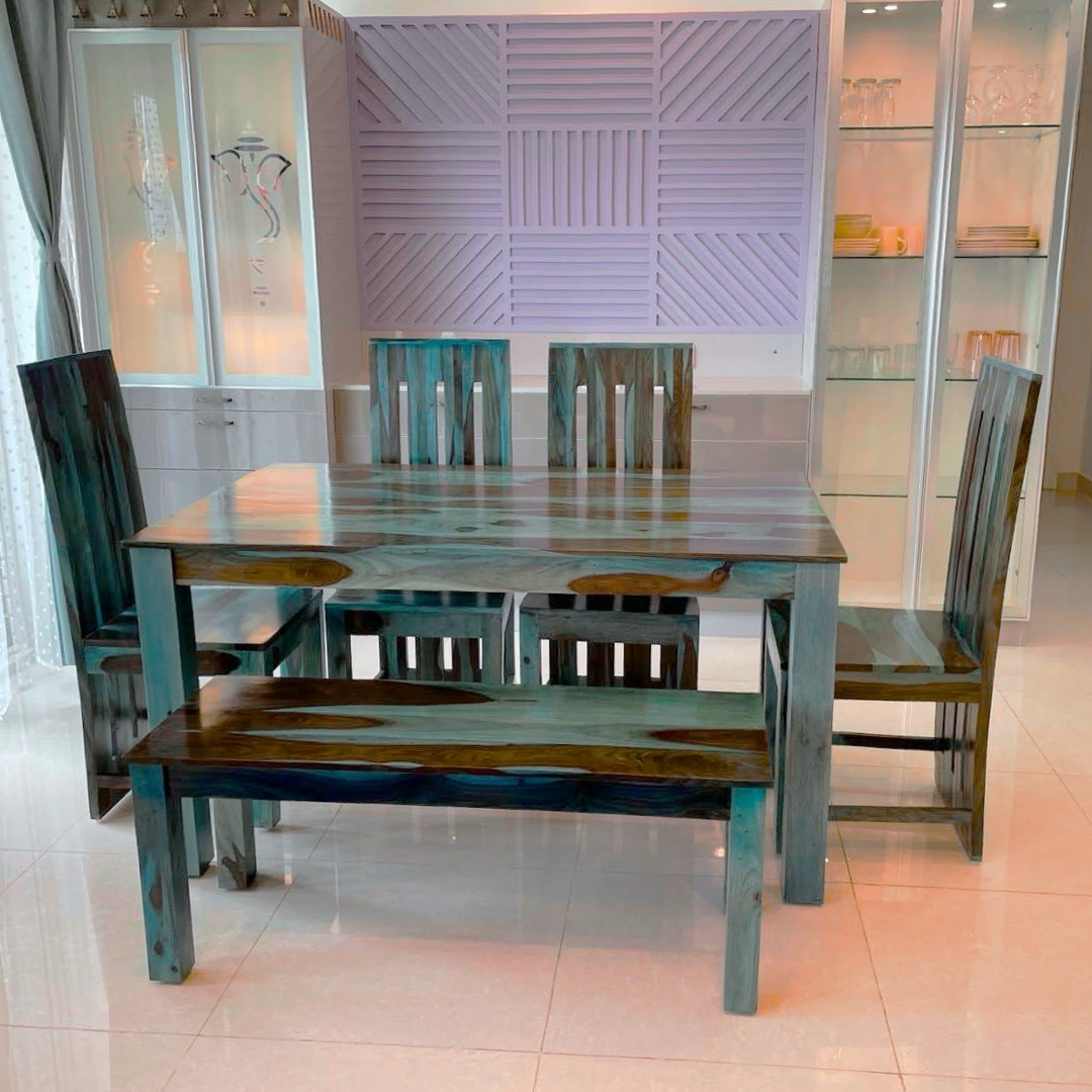 Elevate your dining experience with our Customised Dining Table Set, crafted from premium Sheesham wood. Custom made dining table near you in Bangalore