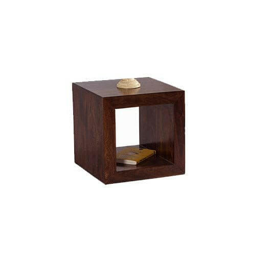 Cubical bed side table.