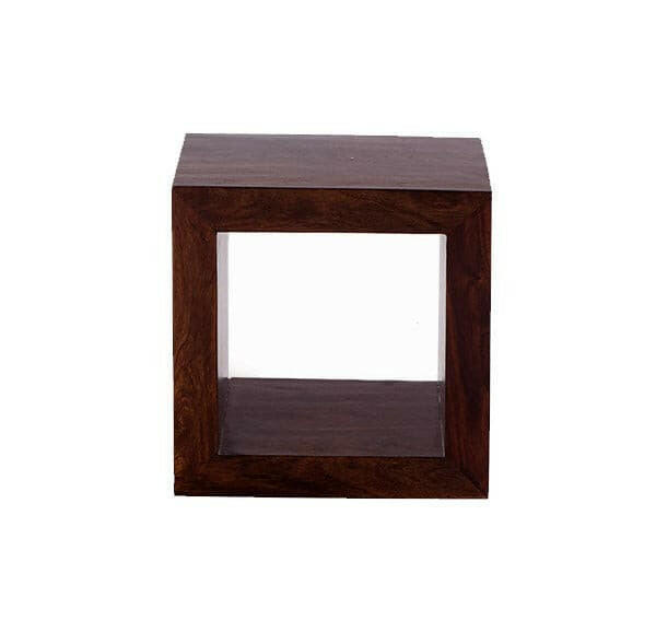 Cubical bed side table.