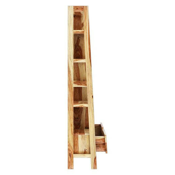 Alta Solid Wood Bookcase with Drawer - the perfect addition to any living room or bedroom! This solid wood book self is both stylish and multi-functional, featuring an eye-catching sheesham wood design and plenty of storage space. It is ideal for your family's library or as a attractive display case for your kid’s favorite books.
