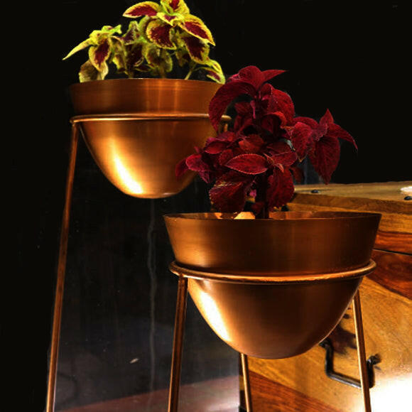 Copper Finish Metal Planter.