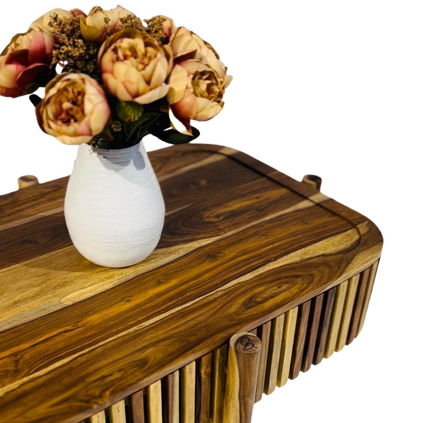 Elevate your space with our sheesham wood Silver grills coffee table with storage. Shop our designer center tables near you in Bangalore