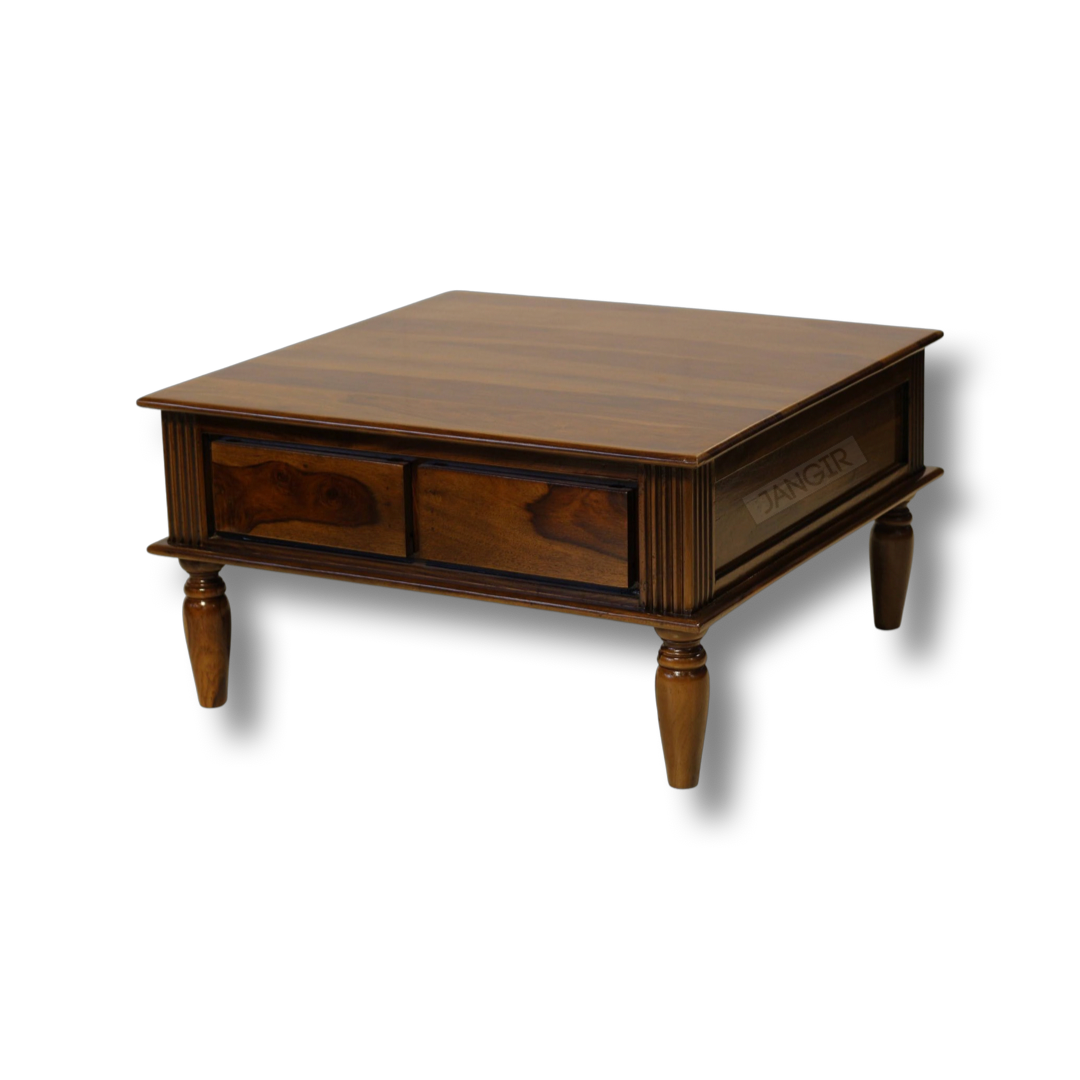 Upgrade your living room with a beautiful Roman style coffee table in Bangalore. Crafted from sheesham wood, this center table features convenient drawers for extra storage. Elevate your home Shop now