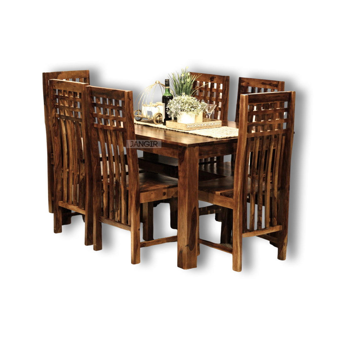 Elevate your dining room with our sheesham wood Avan Solid Wood Dining Table Set Six and four Seater. Buy budget friendly dining tables near you in Bangalore