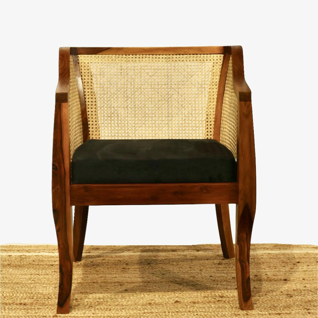 Discover the charm of natural wicker craftsmanship in our elegant cane chairs for living room, made with sheesham wood. Enjoy unmatched comfort and style for a timeless addition to your home decor!