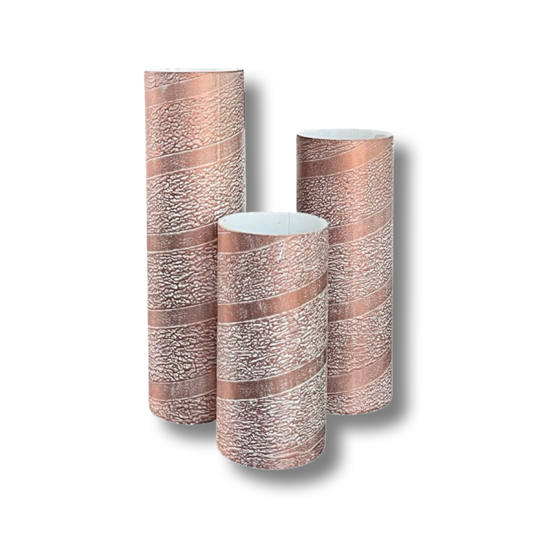 Distressed Copper cylinder vases set
