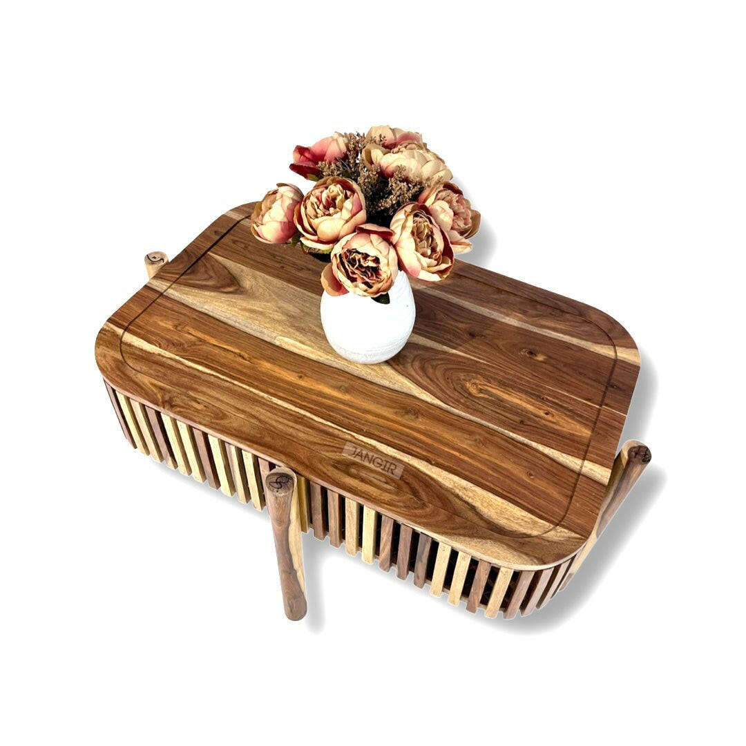 Elevate your space with our sheesham wood Silver grills coffee table with storage. Shop our designer center tables near you in Bangalore