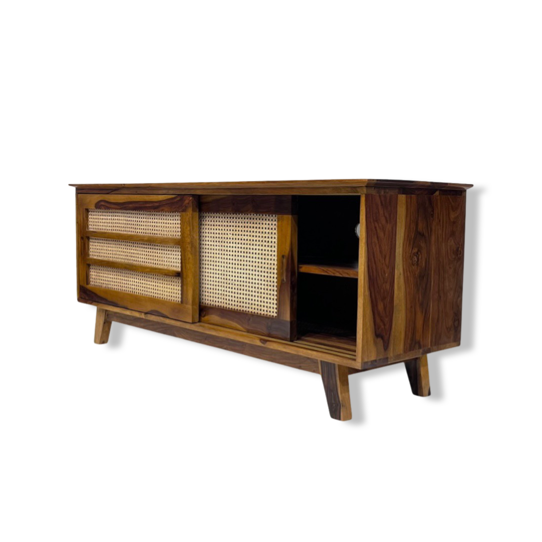 Natural Cane Weaved Solid Wood TV Unit, Cane Weaved tv unit, tv unit, tv stand, tv cabinet, designer tv stand, tv table, tv table stand, wooden tv stand, wooden tv unit, led tv stand, modern tv stand, modern tv unit, tv showcase