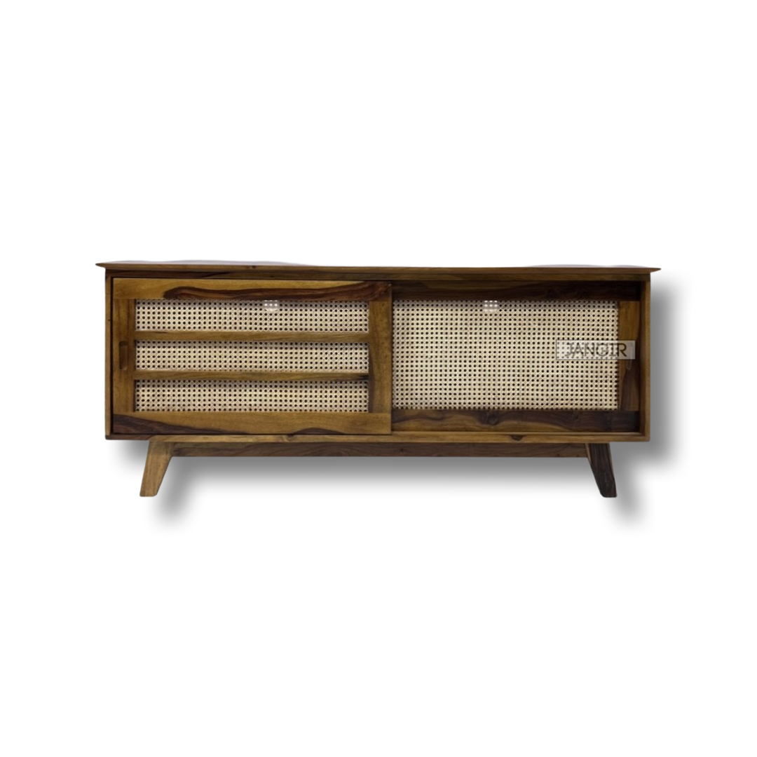 Upgrade your living room with our Natural Cane Weaved Solid Wood TV Unit, made with sheesham wood. Shop Wicker & rattan TV stand / Unit near you in Bangalore