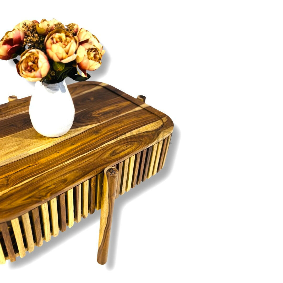 Elevate your space with our sheesham wood Silver grills coffee table with storage. Shop our designer center tables near you in Bangalore